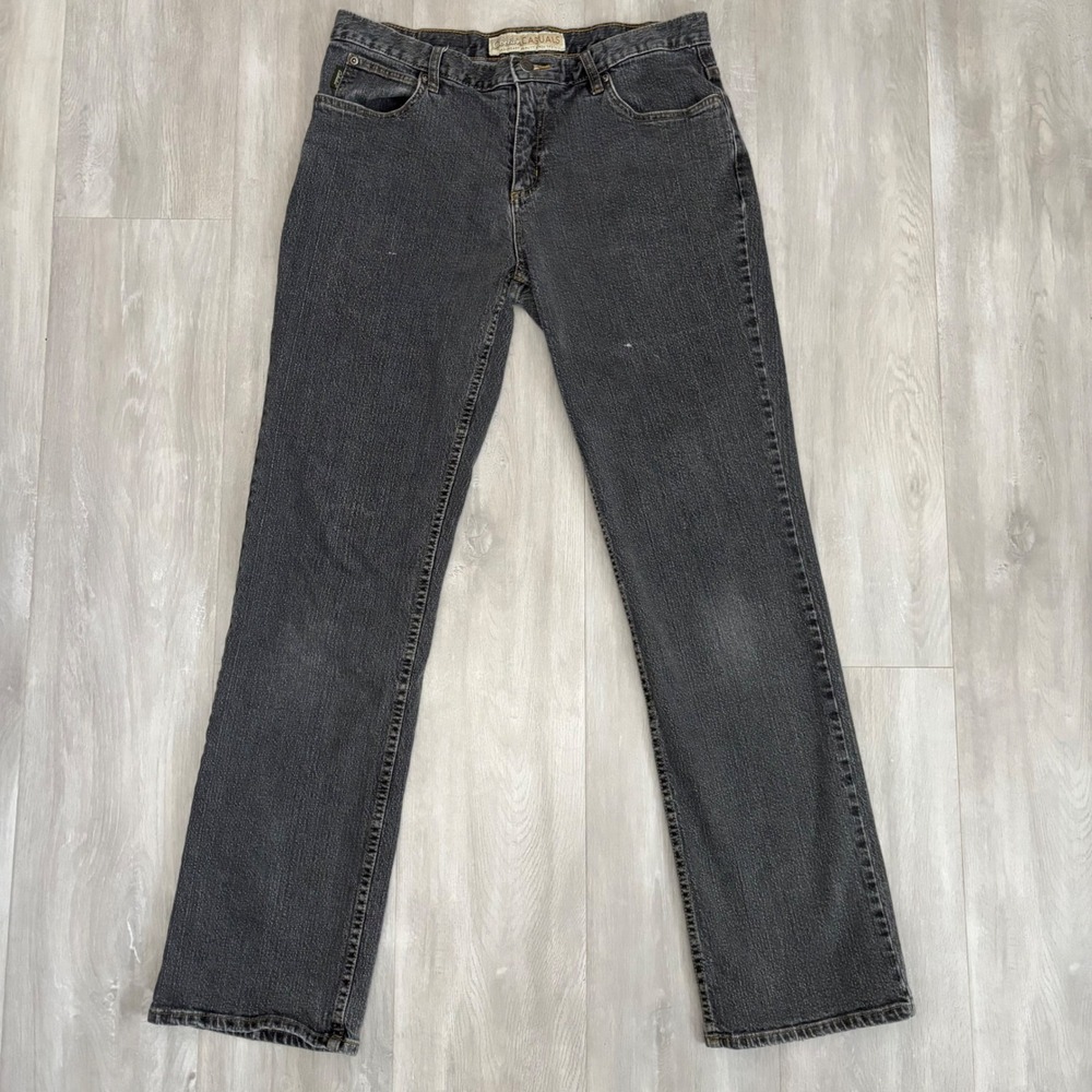 Cabelas Casuals Jeans Women's 12 Long Straight Leg Black Wash High Rise